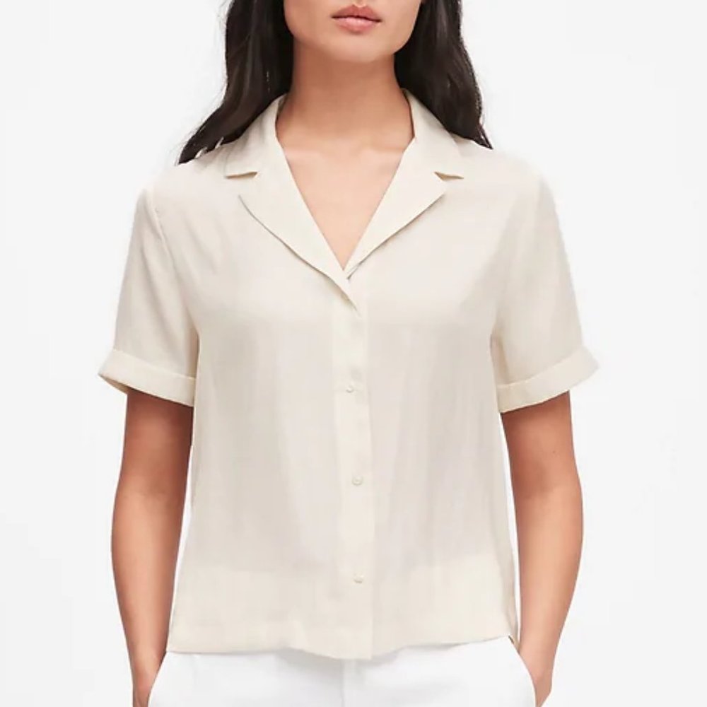 Vintage cream silk button up blouse